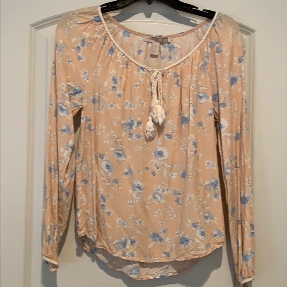 Peach floral blouse